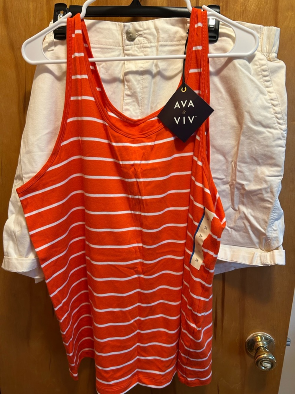 Ava & Viv Red Stripe Tank Top - old navy shorts, both NWT